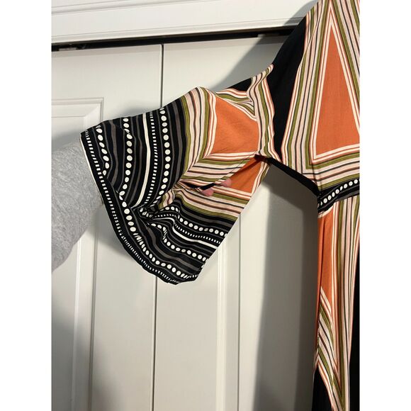 Lulus Montecito Maxi Dress Kimono Sleeves Metro Deep V front & back Hostess Sz M - Picture 5 of 12